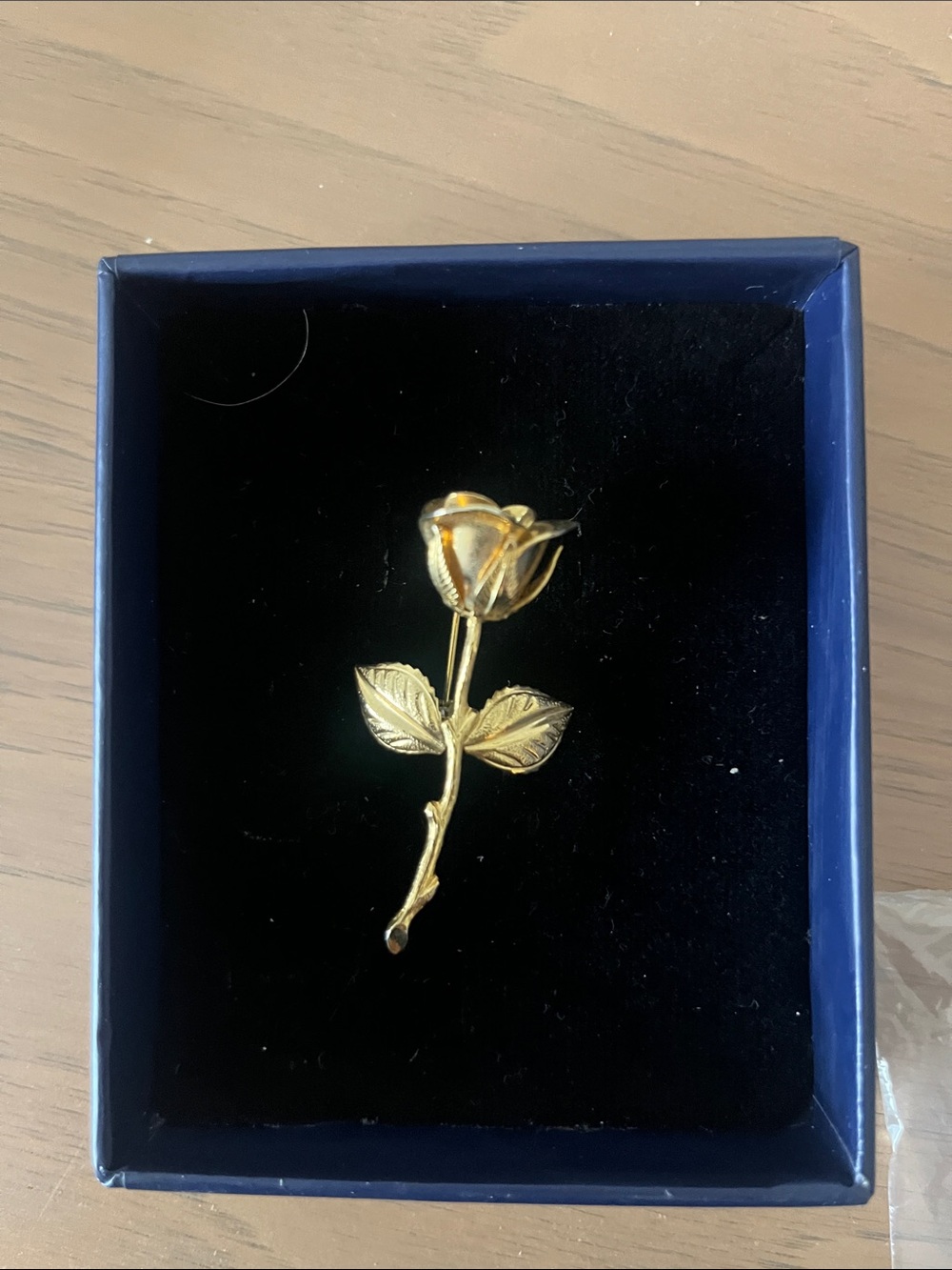 Gold Rose Stem Brooch Pin - Women Jewelry